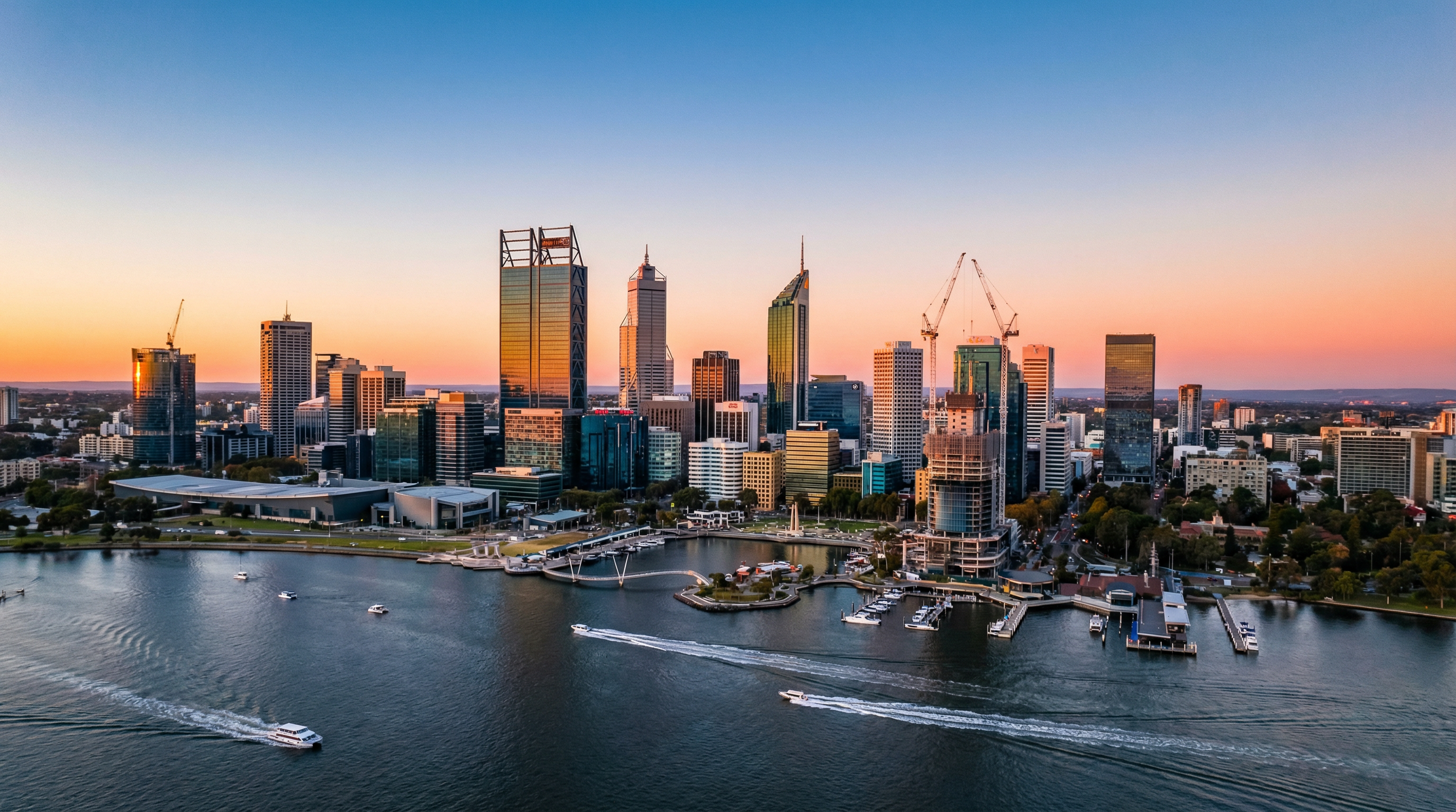 Perth cityscape at sunset
